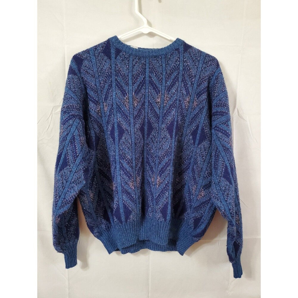 Vintage Cambio Italia Sweater 35% Wool Men's Large Blue Geometric Pattern